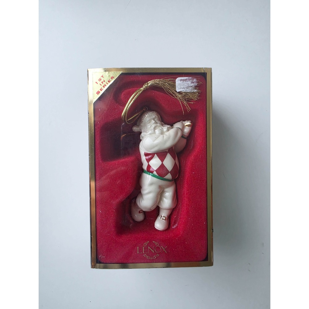 Lenox First in Series Santa Golfing Porcelain Christmas Ornament Golf Figurine